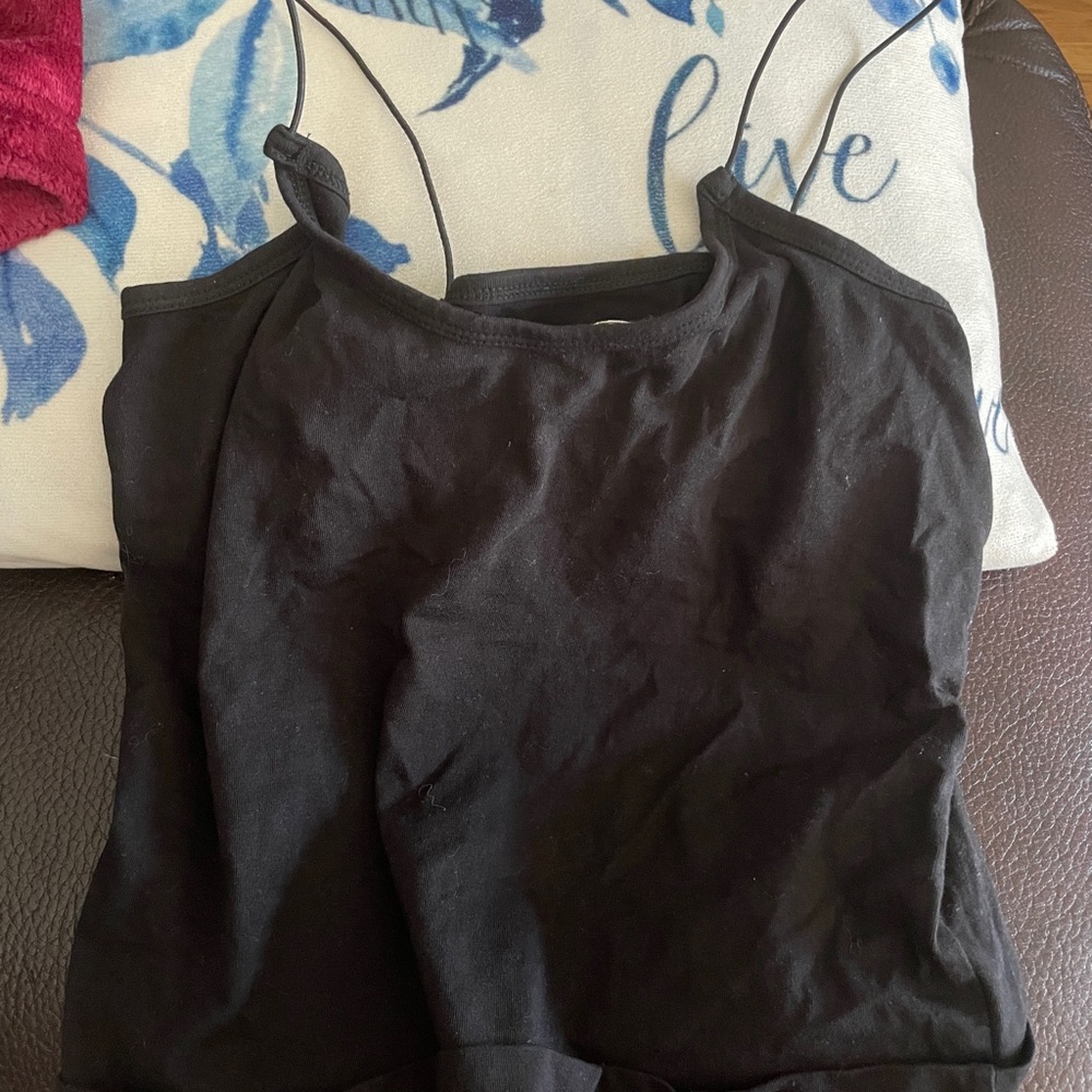 Thin Strap Black Tank Top